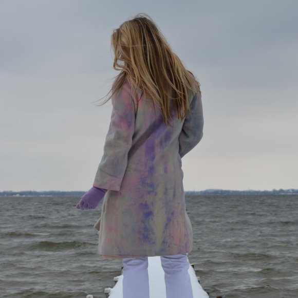 Cashmere pea Coat navy pink white ivory purple blue 10 12 14 16 Large plus - Picture 6 of 14